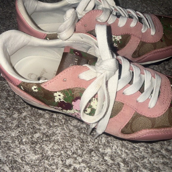 Coach Women's Khaki Pink Shoes Size 8 C142FP Sig C Rnr - Picture 3 of 7